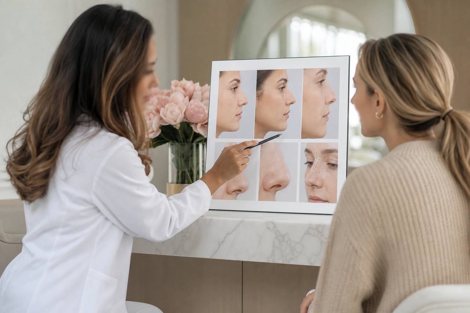 Consulta médica con una valoración facial individualizada.