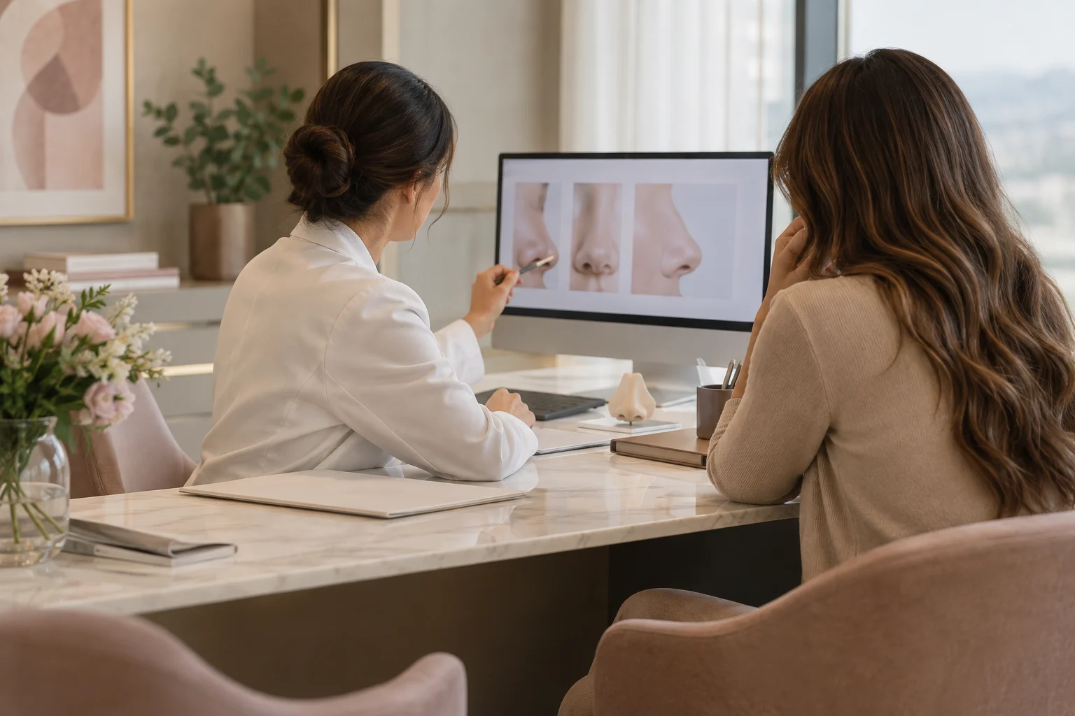 Una médica y una paciente conversan sobre planificación durante una consulta.